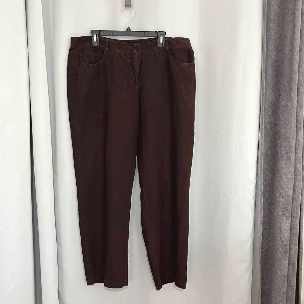Eileen Fisher Pants Womens XL Brown Linen‎ Lagenlook Pockets